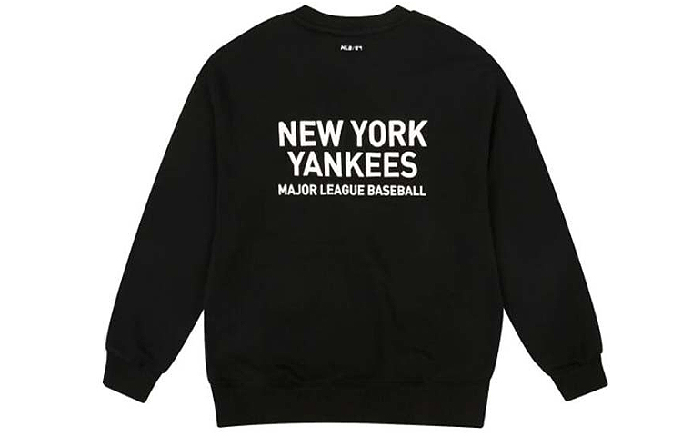 MLB New York Yankees Black Logo Print Loose Fit Crewneck Sweatshirt Unisex 31MT21941-50L
