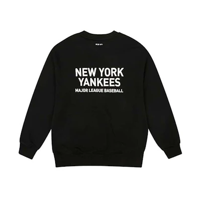 MLB New York Yankees Black Logo Print Loose Fit Crewneck Sweatshirt Unisex 31MT21941-50L