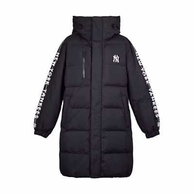 MLB New York Yankees Black Longline Down Jacket with Embroidered Logo Unisex 31DJZ9061-50L