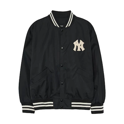 MLB New York Yankees Black Nylon Oversized Varsity Jacket Unisex Long Sleeve 3AJPV0434-50BKS