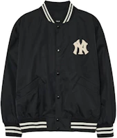 Order MLB 紐約洋基隊黑色尼龍寬鬆棒球外套 男女款長袖夾克 3AJPV0434-50BKS