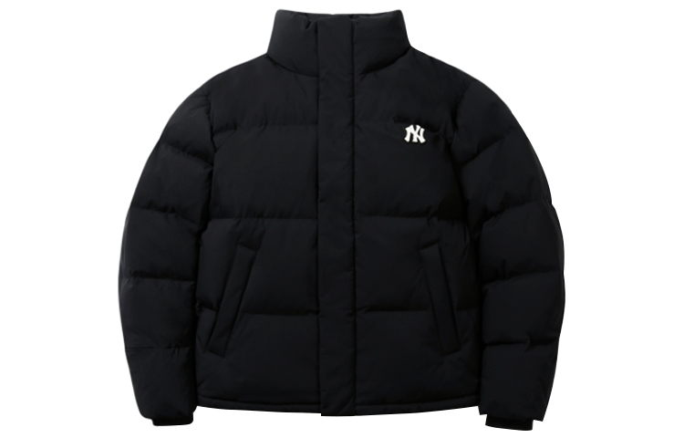 MLB New York Yankees Black Unisex Short Puffer Jacket Winter Plain Logo 31DJ01061-50L