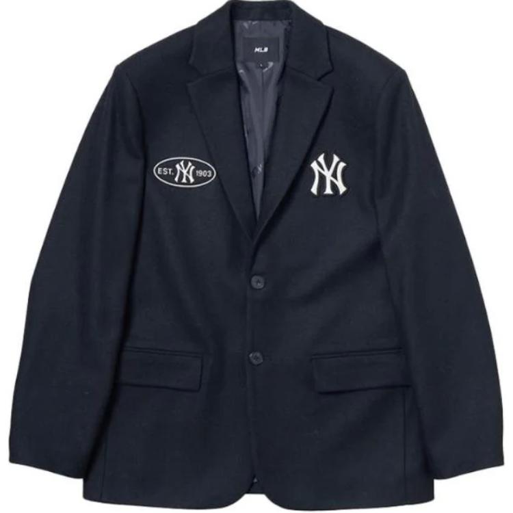 MLB New York Yankees Black Varsity Letter Print Blazer Jacket Unisex. 3AJKV0144-50BKS