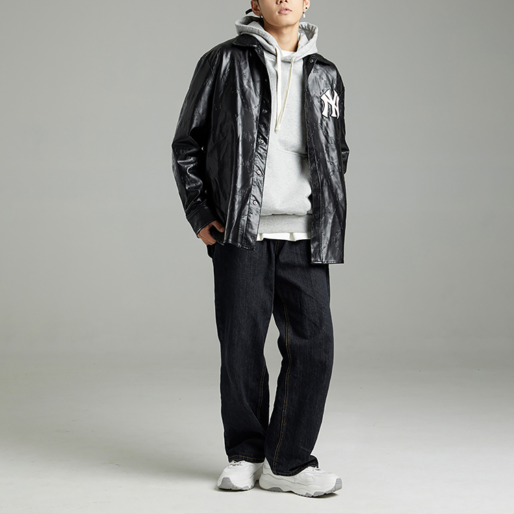 MLB New York Yankees Buttoned Embroidered Logo Jacket Black  Outerwear 3AWSM0324-50BKS 圖 5