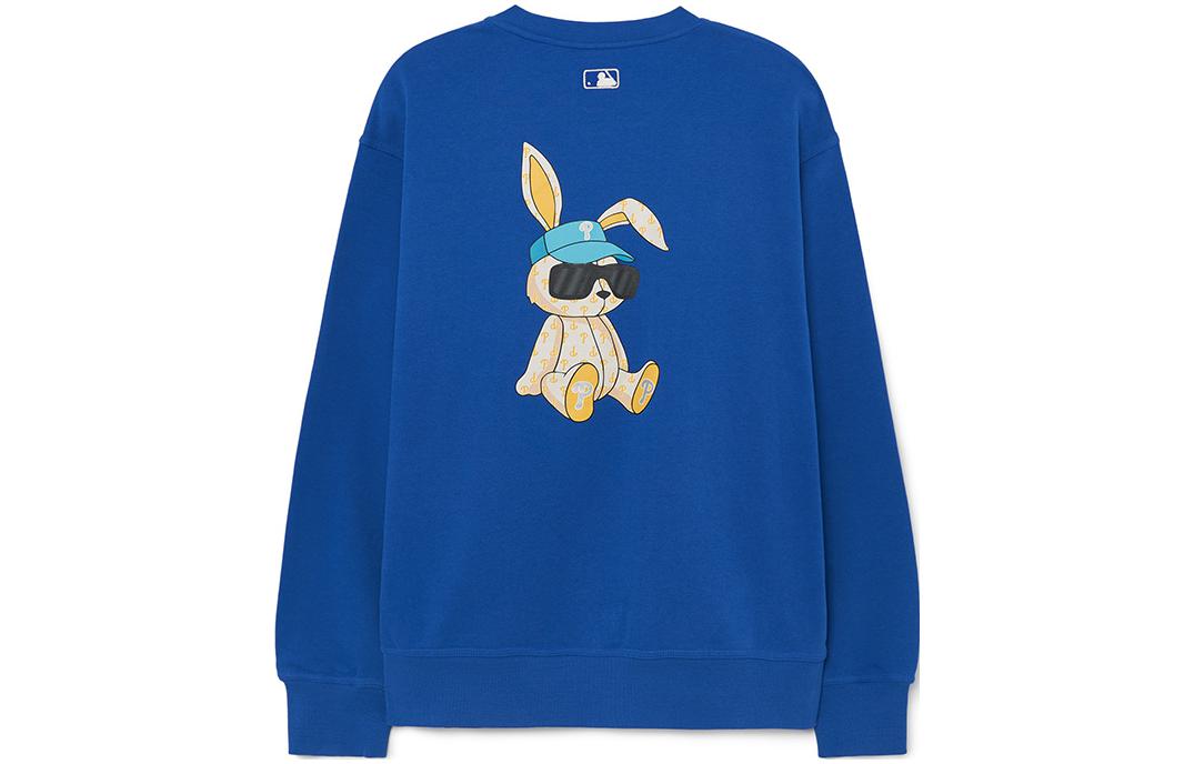 MLB New York Yankees Cartoon Rabbit Loose Fit Crewneck Sweatshirt Blue Unisex 3AMTQ0131-10CBS