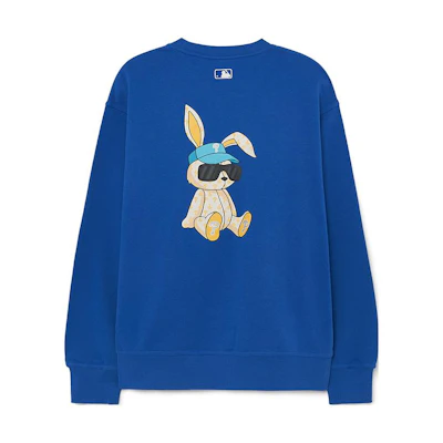 MLB New York Yankees Cartoon Rabbit Loose Fit Crewneck Sweatshirt Blue Unisex 3AMTQ0131-10CBS