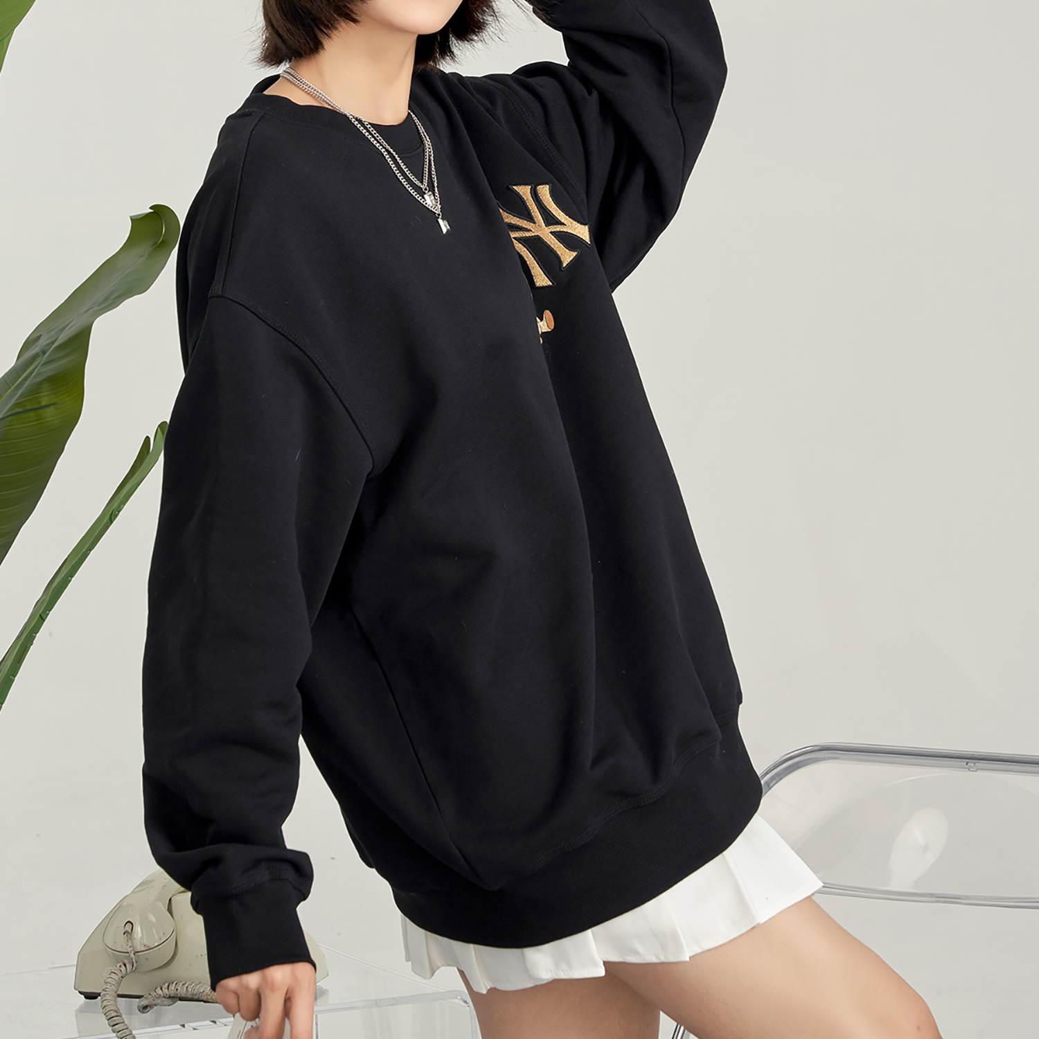 Cheap 紐約洋基兔子印花黑色寬鬆版衛衣 男女適用 3AMTQ0131-50BKS