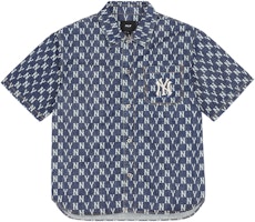 MLB New York Yankees Classic Logo Denim Short-Sleeve Shirt Unisex Blue. 3ADRMN123-50BLS MLB New York Yankees Classic Logo Denim Short-Sleeve Shirt Unisex Blue. 3ADRMN123-50BLS