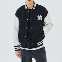 Sizing MLB 紐約洋基復古拼色休閒外套 男女款 黑色。 3AJPV0634-50BKL