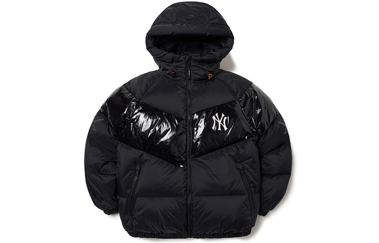 MLB New York Yankees Colorblock Short Down Jacket Black Unisex Hooded Casual. 3ADJS0316-50BKS