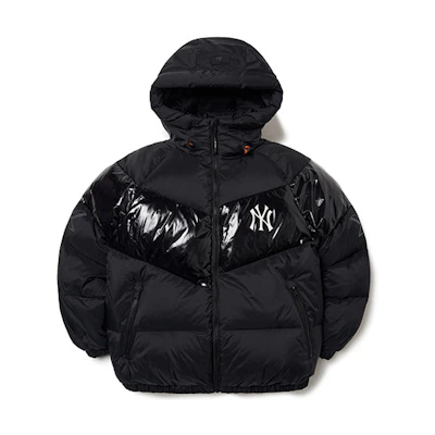 MLB New York Yankees Colorblock Short Down Jacket Black Unisex Hooded Casual. 3ADJS0316-50BKS