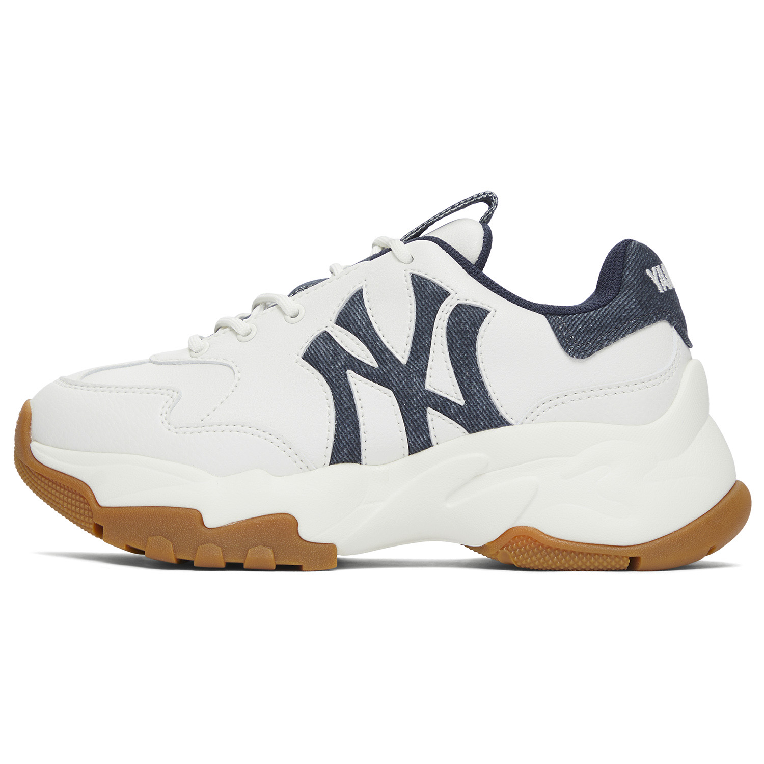 MLB New York Yankees Comfy Soft Low-Top Dad Shoes White Navy Sneakers 3ASHD045N-50NYS