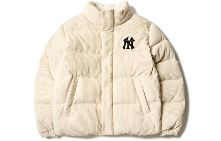 MLB New York Yankees Corduroy Puffer Jacket Unisex White Quilted Winter Coat 3ADJC0116-50CRS