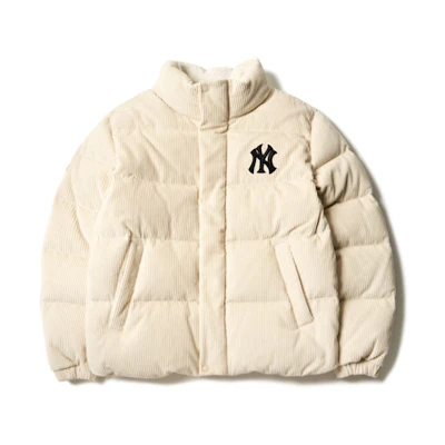 MLB New York Yankees Corduroy Puffer Jacket Unisex White Quilted Winter Coat 3ADJC0116-50CRS