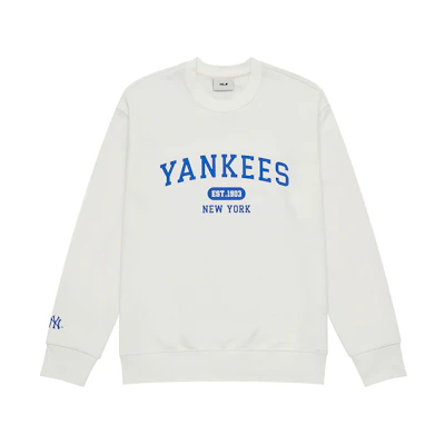 MLB New York Yankees Cream College Letter Print Crewneck Sweatshirt Unisex 3AMTV9244-50CRS