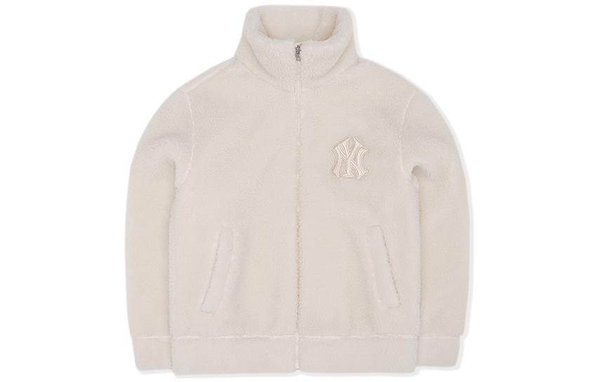 MLB New York Yankees Cream Embroidered Logo Polo Collar Jacket Unisex 3AFDEC126-50CRS
