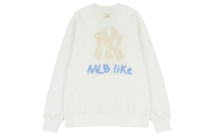 MLB New York Yankees Cream Printed Oversized Crewneck Sweatshirt Unisex 3AMTEC114-50CRS