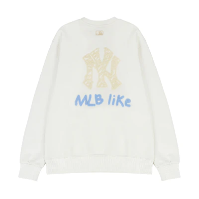 MLB New York Yankees Cream Printed Oversized Crewneck Sweatshirt Unisex 3AMTEC114-50CRS