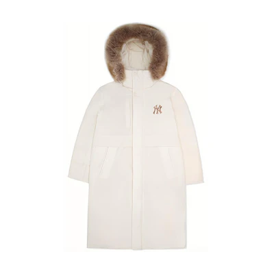 MLB New York Yankees Cream White Unisex Puffer Down Jacket Hoodie. 3ADJEC626-50WHS