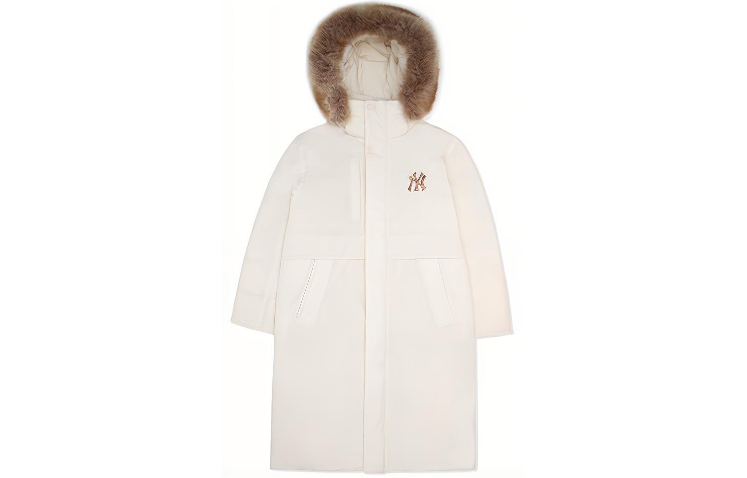 Order MLB New York Yankees Cream White Unisex Puffer Down Jacket Hoodie. 3ADJEC626-50WHS