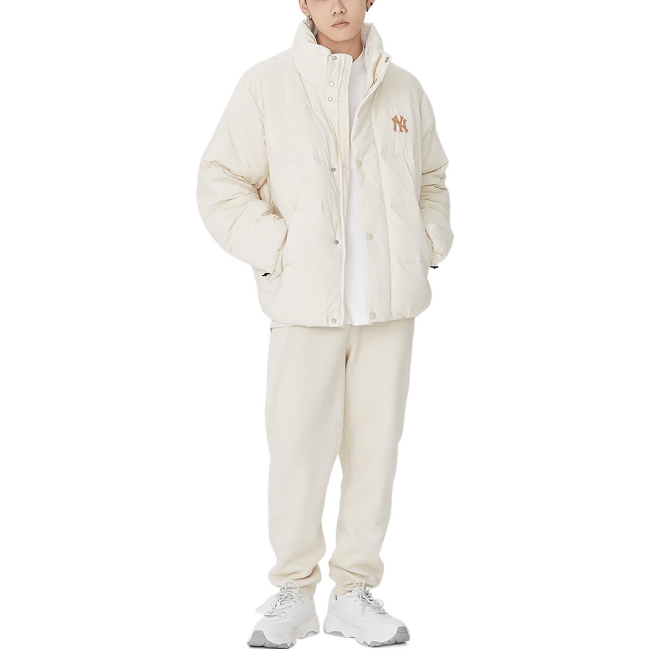 Shop MLB New York Yankees Jaket Puffer Pendek Krim Musim Sejuk Unisex Kasual Hangat. 3ADJB0526-50CRS