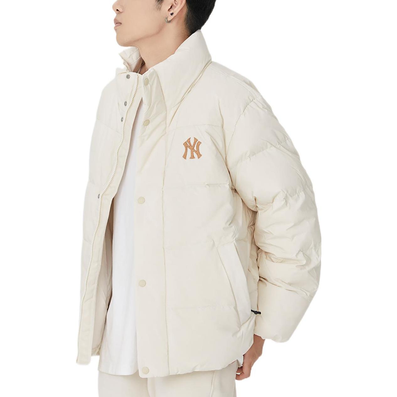 Sizing MLB New York Yankees Jaket Puffer Pendek Krim Musim Sejuk Unisex Kasual Hangat. 3ADJB0526-50CRS