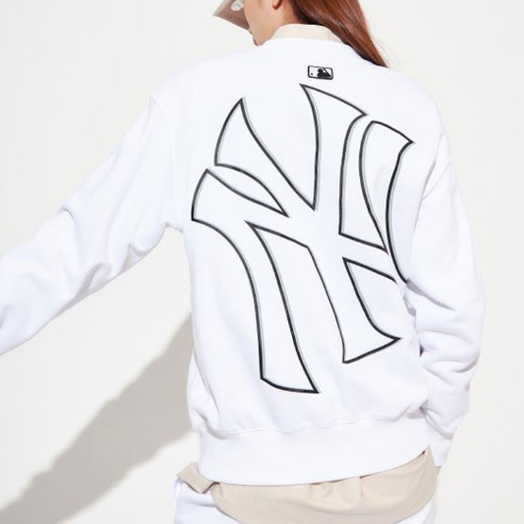 Sizing Sudadera Unisex Manga Larga MLB New York Yankees Off-White Logo Letra. 3AMTB0421-50WHS