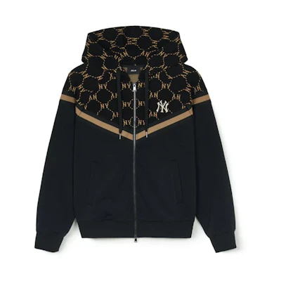 MLB New York Yankees Dia Monogram Black Zip-Up Sweatshirt Unisex Sports Jacket 3ATRM0144-50BKS