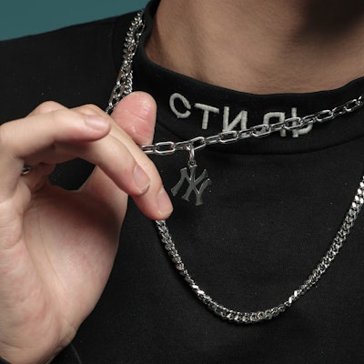 MLB New York Yankees Double-Layer Necklace Unisex Couple Design Summer 2021 32JA01111-50W Cheap MLB New York Yankees Double-Layer Necklace Unisex Couple Design Summer 2021 32JA01111-50W