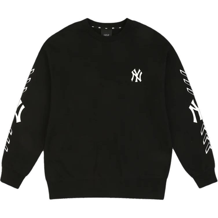 MLB New York Yankees Embroidered Logo Crewneck Sweatshirt Black Loose Fit 31MTS1011-50L
