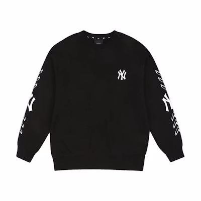 MLB New York Yankees Embroidered Logo Crewneck Sweatshirt Black Loose Fit 31MTS1011-50L