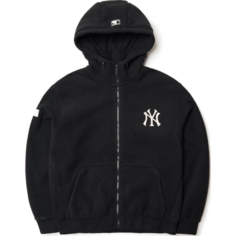 MLB New York Yankees Embroidered Logo Fleece Hoodie Jacket Unisex Black Winterwear 3AJPF3516-50BKS