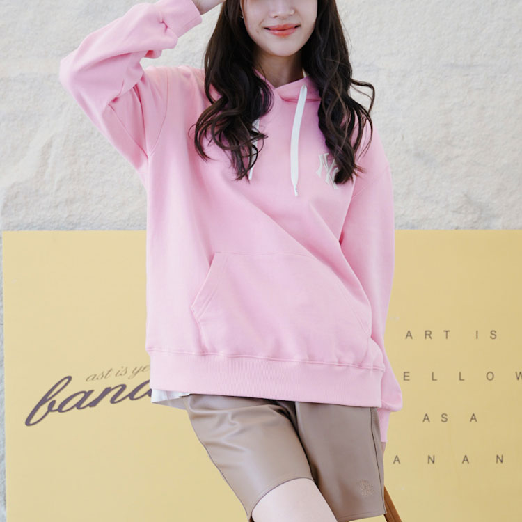 MLB New York Yankees Embroidered Logo Hoodie Unisex Pink Pullover Sweatshirt 3AHDE0226-50PKS 圖 4