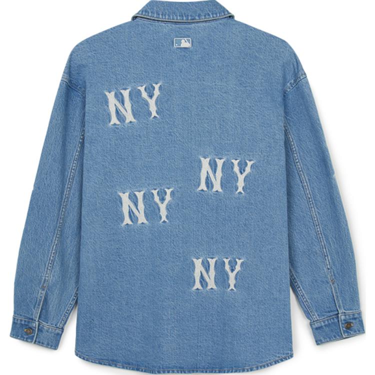 MLB New York Yankees Embroidered Soft Denim Jacket Unisex Light Blue Long Sleeve 3ADRG0344-50BLL 圖 3
