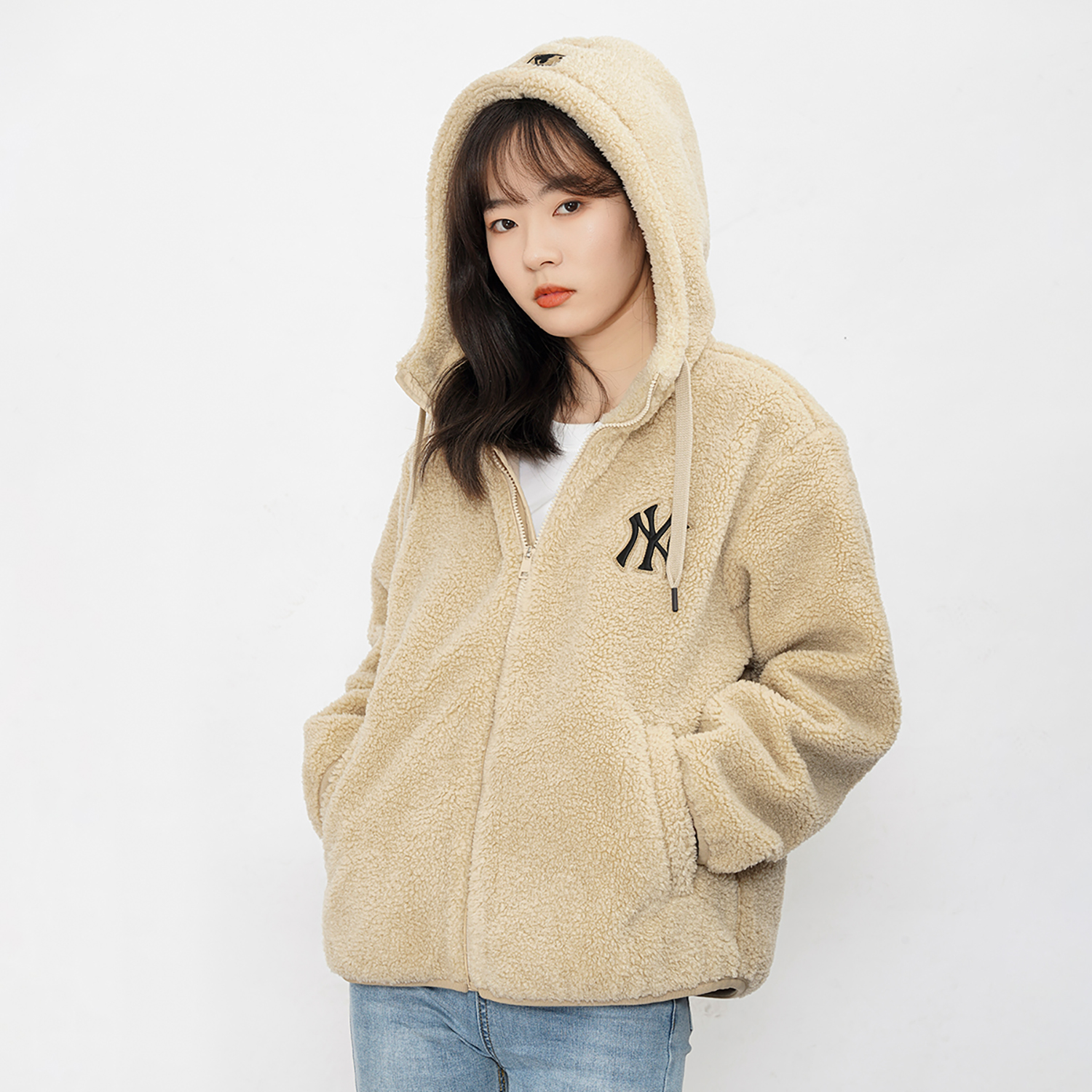 MLB New York Yankees Fleece Hooded Jacket Sand Brown Unisex Casual Wear. 3AJPF3216-50SAS 圖 6