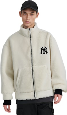 MLB New York Yankees Fleece Jacket Unisex Ivory White 31JPF3061-50I Cheap MLB New York Yankees Fleece Jacket Unisex Ivory White 31JPF3061-50I