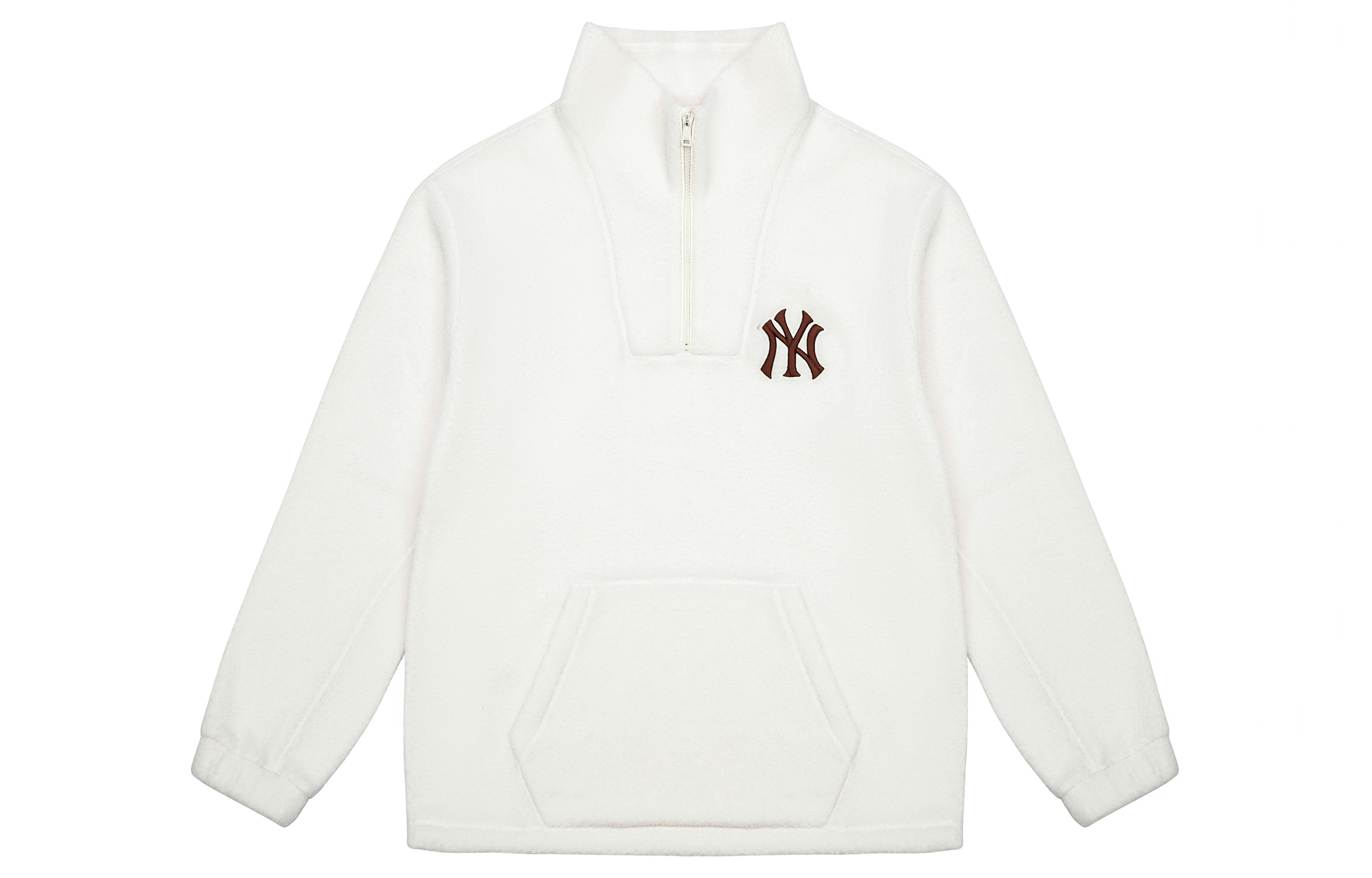 MLB New York Yankees Fleece Pullover High Collar Unisex Sweatshirt Cream Color 3AMTF5216-50CRS
