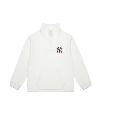 MLB New York Yankees Fleece Pullover High Collar Unisex Sweatshirt Cream Color 3AMTF5216-50CRS