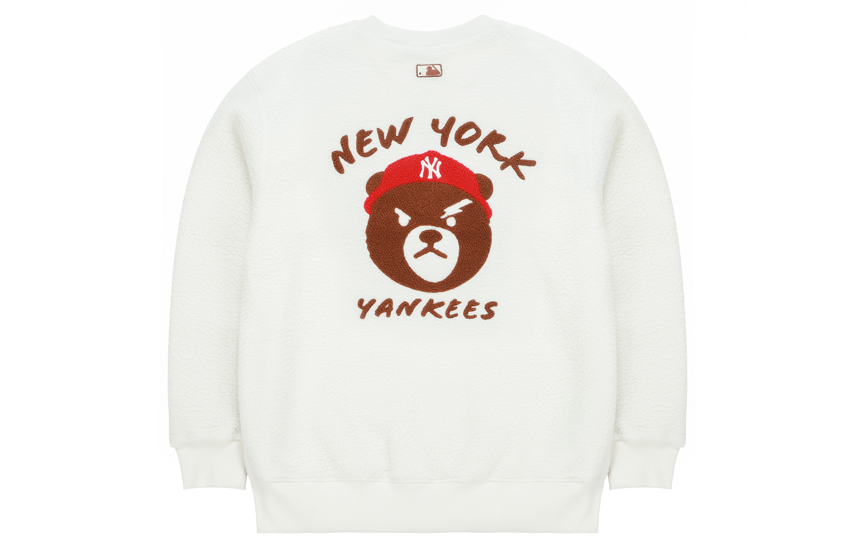 MLB New York Yankees Frowning Bear Embroidered Crewneck Sweatshirt Cream Unisex 3AMTEC816-50CRS