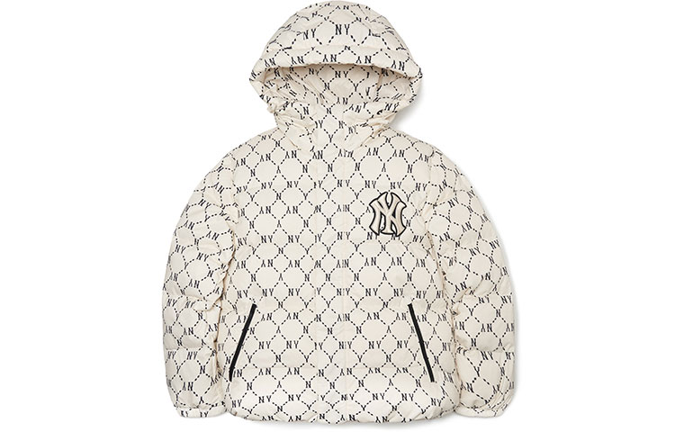 MLB New York Yankees Full-Print Puffer Jacket Hoodie Unisex White 3ADJM0316-50CRS