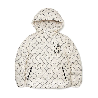 MLB New York Yankees Full-Print Puffer Jacket Hoodie Unisex White 3ADJM0316-50CRS