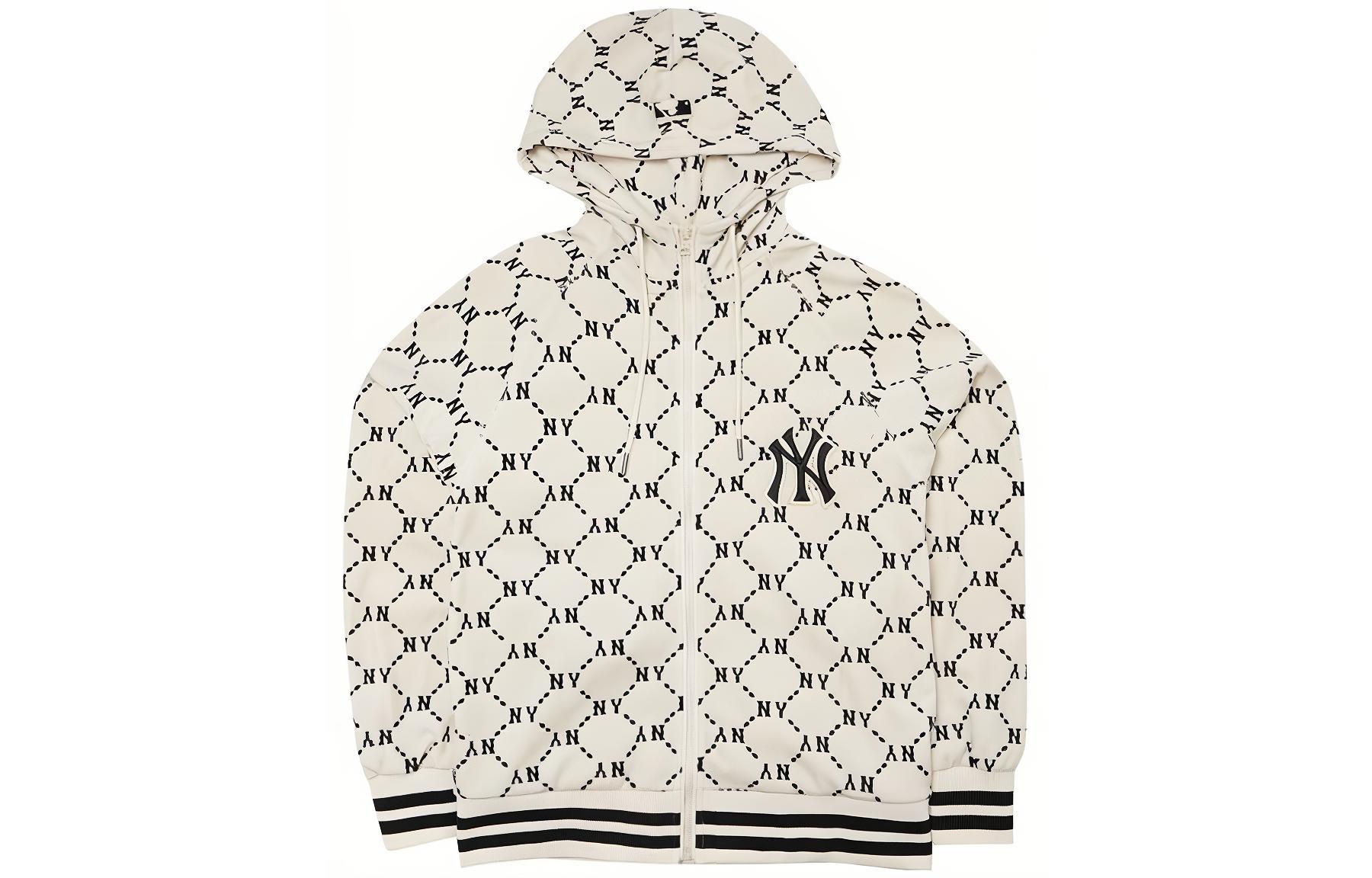 MLB New York Yankees Full-Print Zip Hoodie Jacket Cream Unisex. 3ATRM0224-50CRS