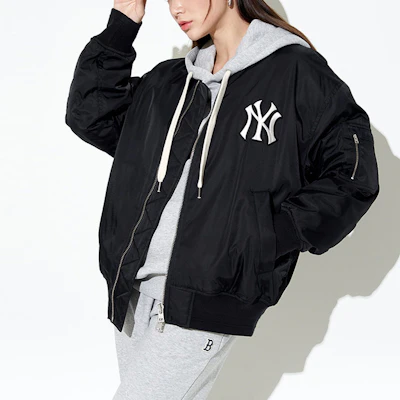 MLB紐約洋基FW22黑色標誌印花羅紋領拉鍊外套 男女通用 3AJPB0124-50BKS Details for MLB紐約洋基FW22黑色標誌印花羅紋領拉鍊外套 男女通用 3AJPB0124-50BKS