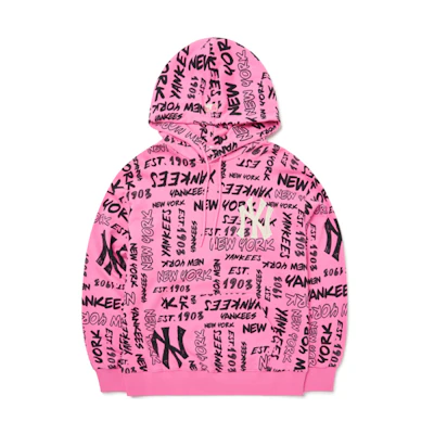 MLB New York Yankees FW22 Graffiti Hoodie Pink Unisex Fall Collection 3AHDZ0124-50PKD