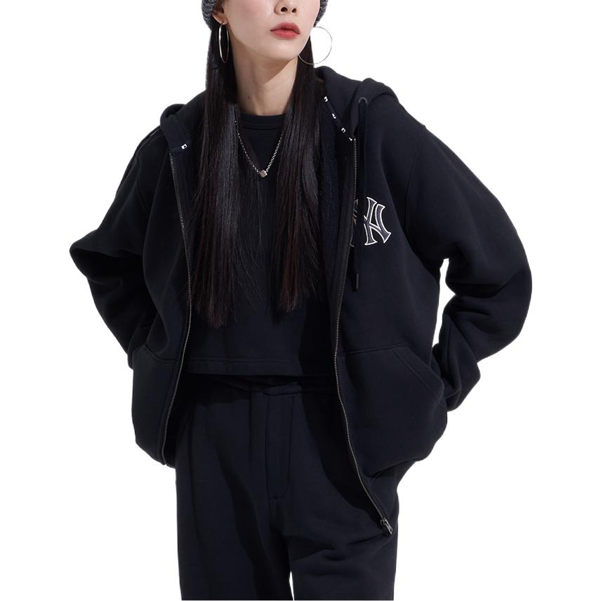 MLB New York Yankees FW22 Logo Print Hoodie Zip-Up Black Unisex Fleece 3ATRB0426-50BKS 圖 5