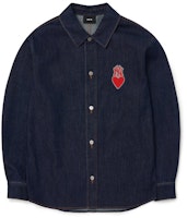 MLB New York Yankees FW22 Navy Denim Shirt Unisex with Logo Heart Design. 3ADRH0124-50NYD MLB New York Yankees FW22 Navy Denim Shirt Unisex with Logo Heart Design. 3ADRH0124-50NYD
