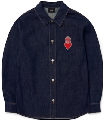 MLB ニューヨーク・ヤンキース FW22 ネイビーデニムシャツ ユニセックス ロゴハートデザイン 3ADRH0124-50NYD Order MLB ニューヨーク・ヤンキース FW22 ネイビーデニムシャツ ユニセックス ロゴハートデザイン 3ADRH0124-50NYD