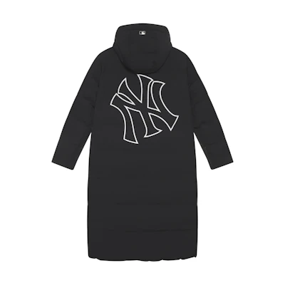 MLB New York Yankees FW24 Black Long Down Jacket with Reflective Logo Unisex. 3ADJB1646-50BKS