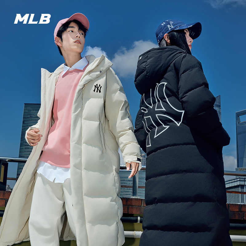 Details for MLB New York Yankees FW24 Black Long Down Jacket with Reflective Logo Unisex. 3ADJB1646-50BKS