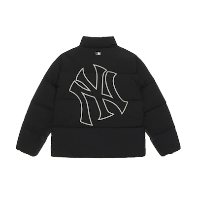 MLB New York Yankees FW24 Black Short Puffer Jacket Unisex with Logo. 3ADJB0446-50BKS